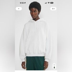 Aritzia White Oversized Hooded Sweatshirt